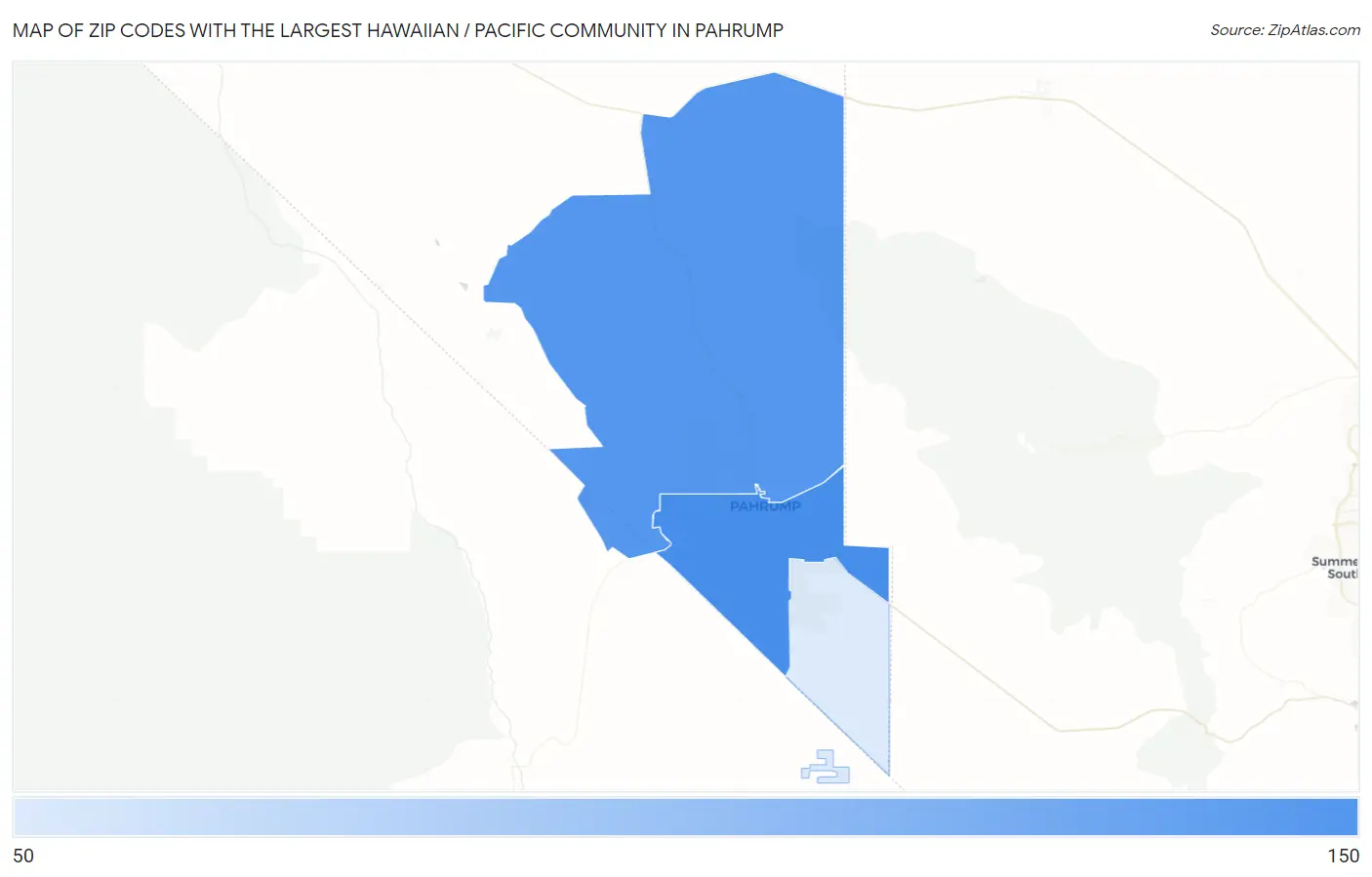 Zip Codes with the Largest Hawaiian / Pacific Community in Pahrump Map