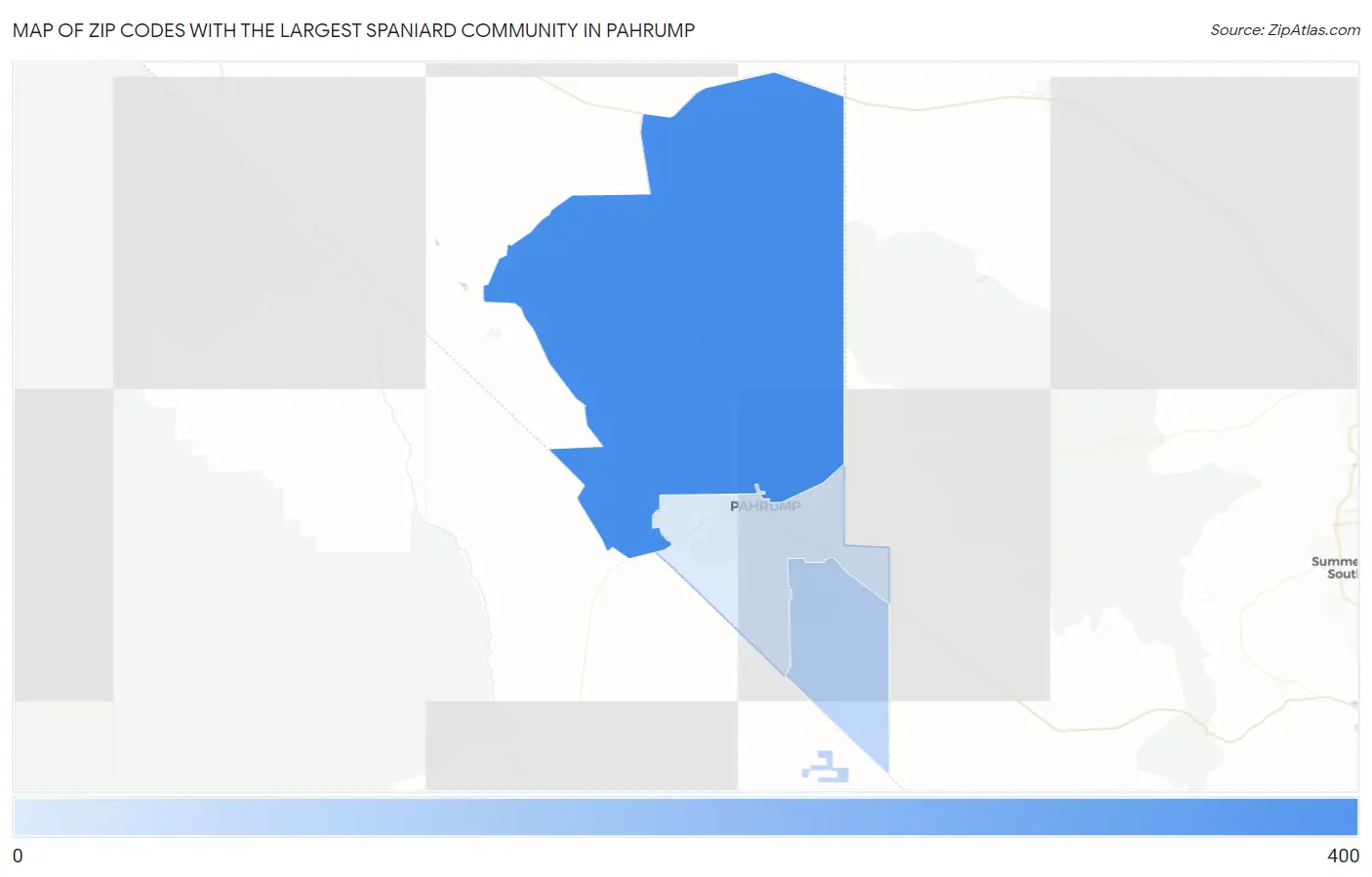 Zip Codes with the Largest Spaniard Community in Pahrump Map