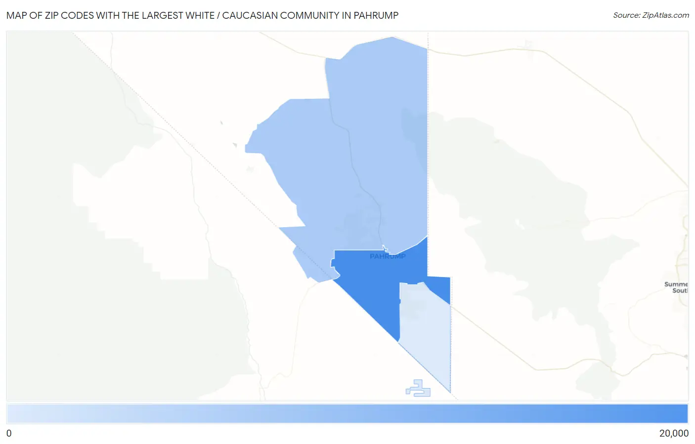 Zip Codes with the Largest White / Caucasian Community in Pahrump Map