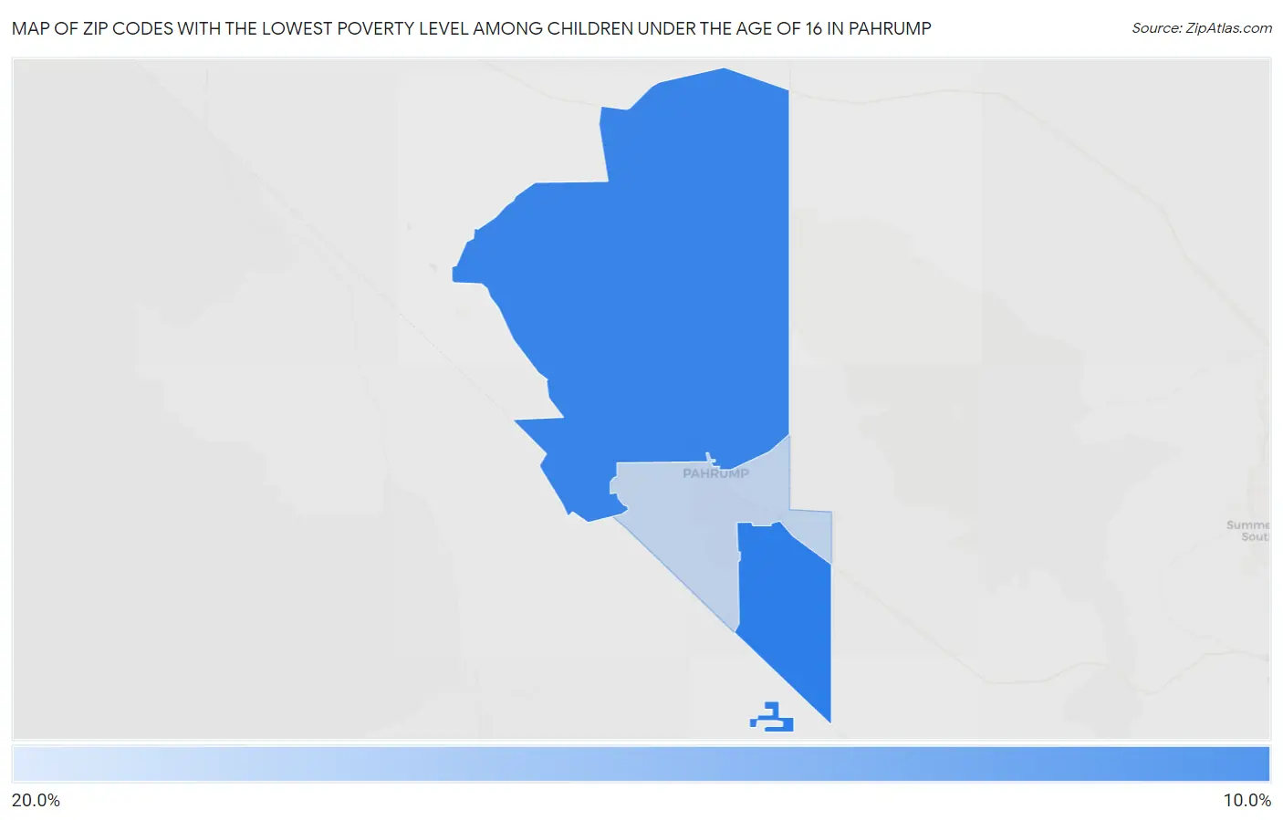 Zip Codes with the Lowest Poverty Level Among Children Under the Age of 16 in Pahrump Map