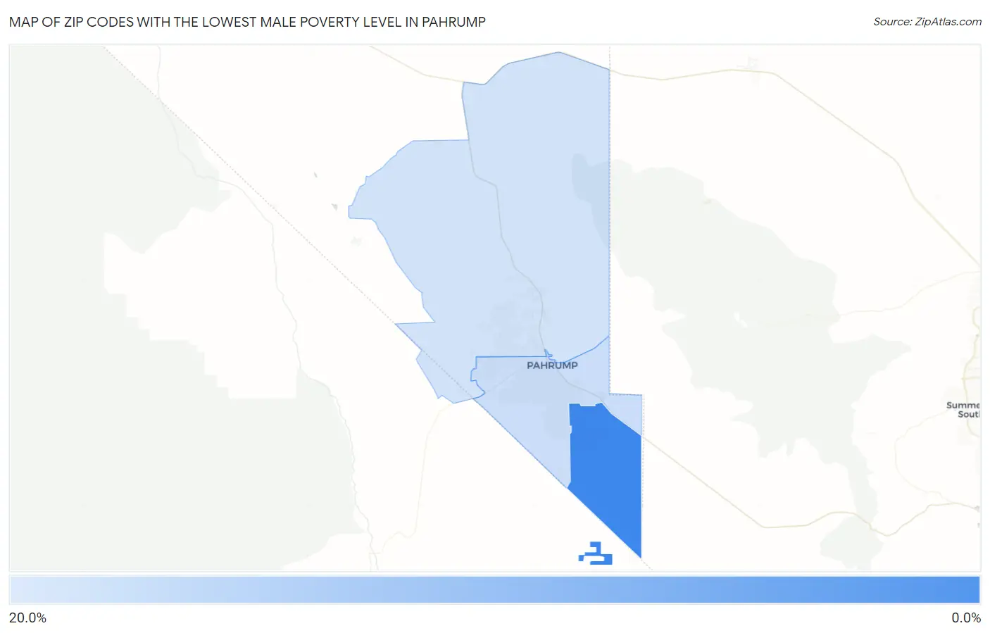 Zip Codes with the Lowest Male Poverty Level in Pahrump Map