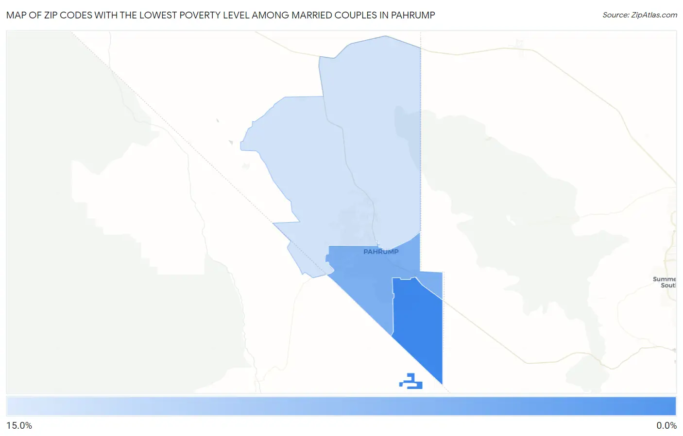 Zip Codes with the Lowest Poverty Level Among Married Couples in Pahrump Map