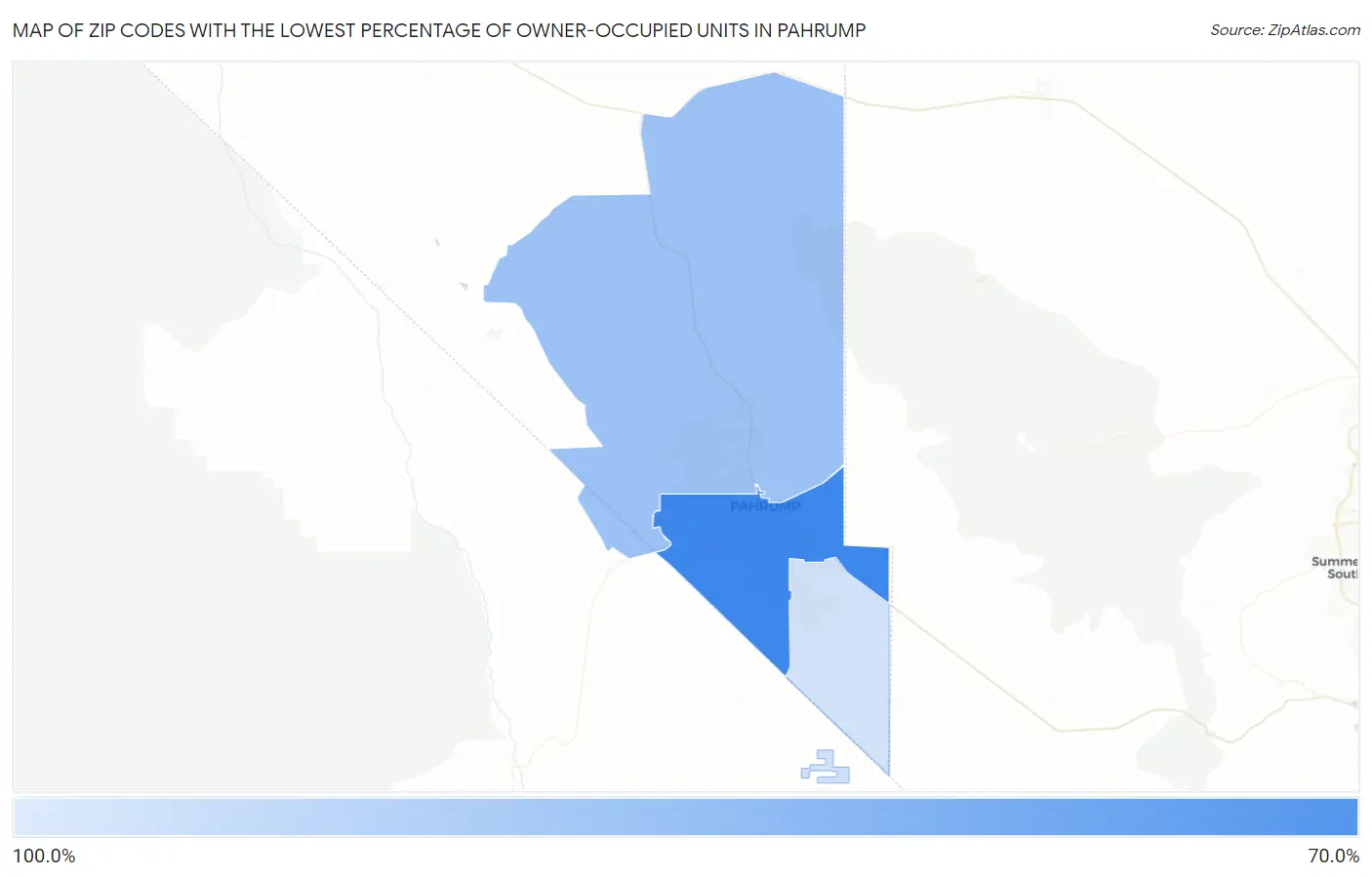 Zip Codes with the Lowest Percentage of Owner-Occupied Units in Pahrump Map