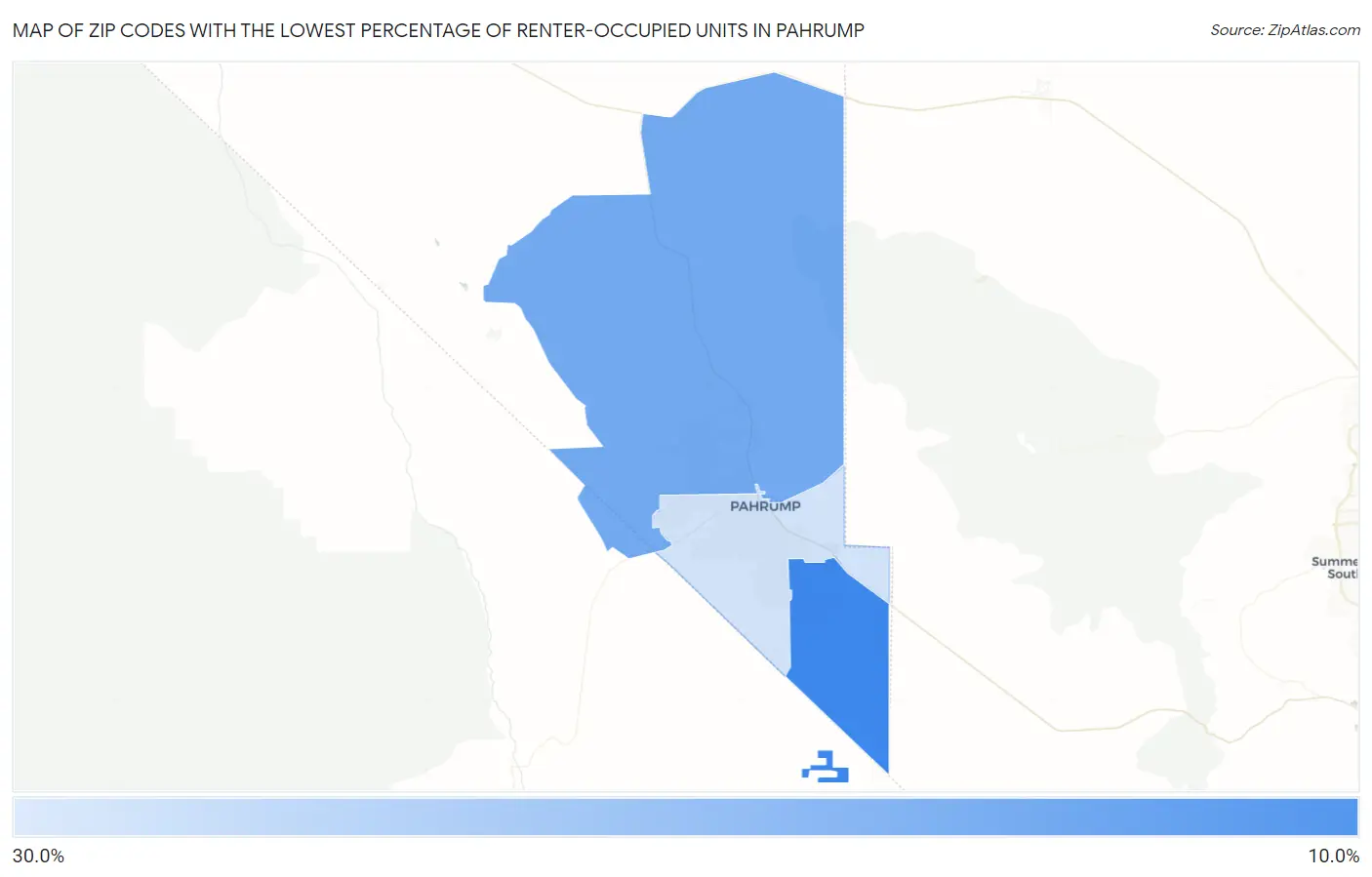 Zip Codes with the Lowest Percentage of Renter-Occupied Units in Pahrump Map