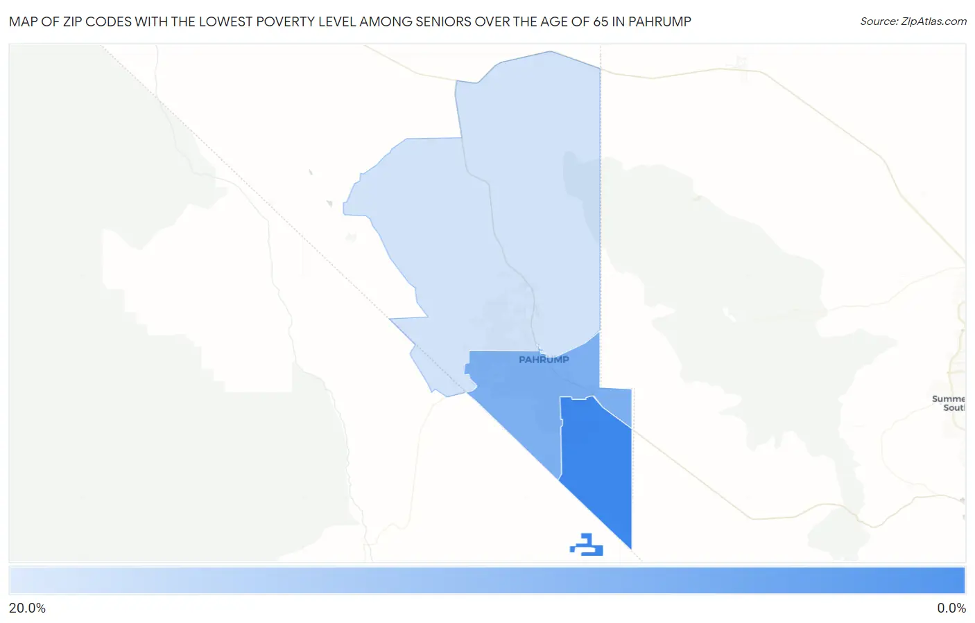 Zip Codes with the Lowest Poverty Level Among Seniors Over the Age of 65 in Pahrump Map