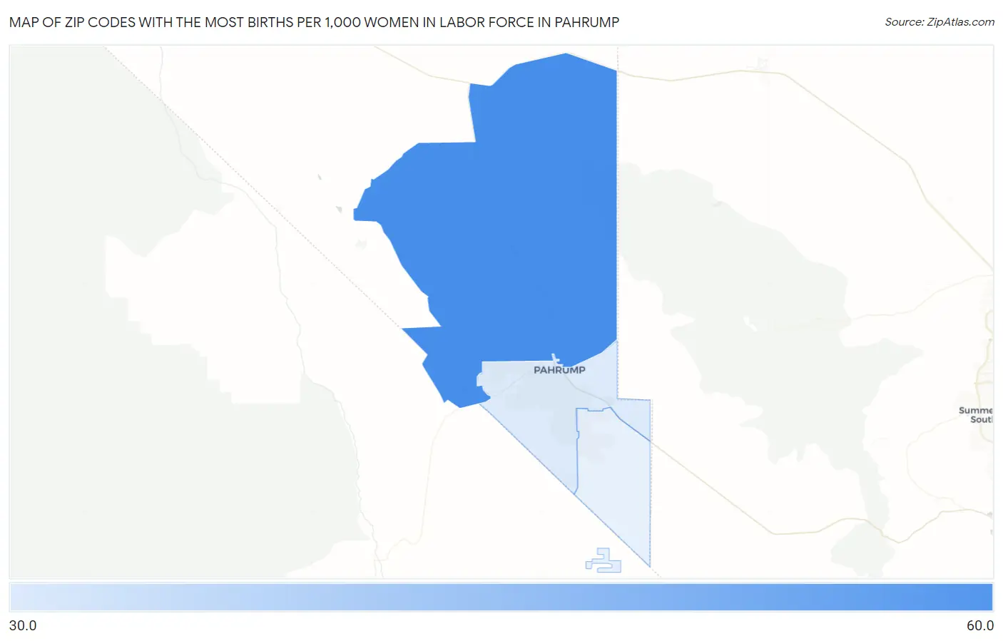 Zip Codes with the Most Births per 1,000 Women in Labor Force in Pahrump Map