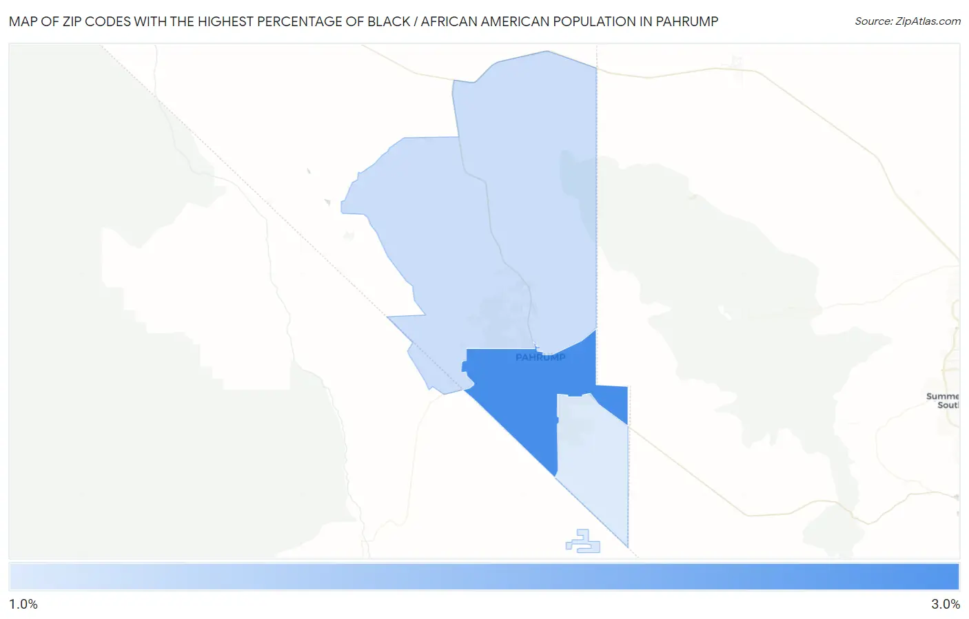 Zip Codes with the Highest Percentage of Black / African American Population in Pahrump Map