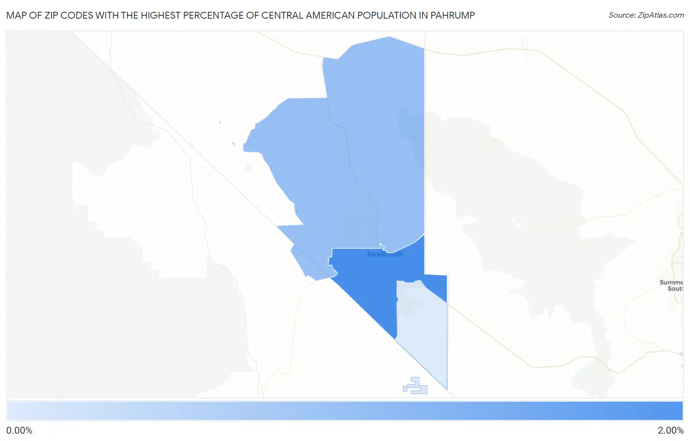 Zip Codes with the Highest Percentage of Central American Population in Pahrump Map