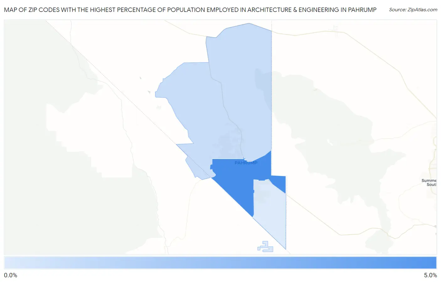 Zip Codes with the Highest Percentage of Population Employed in Architecture & Engineering in Pahrump Map