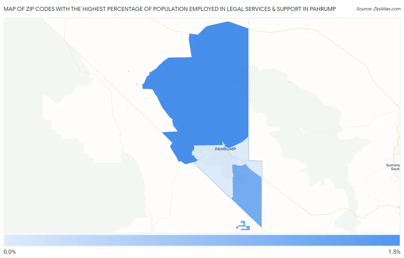 Zip Codes with the Highest Percentage of Population Employed in Legal Services & Support in Pahrump Map