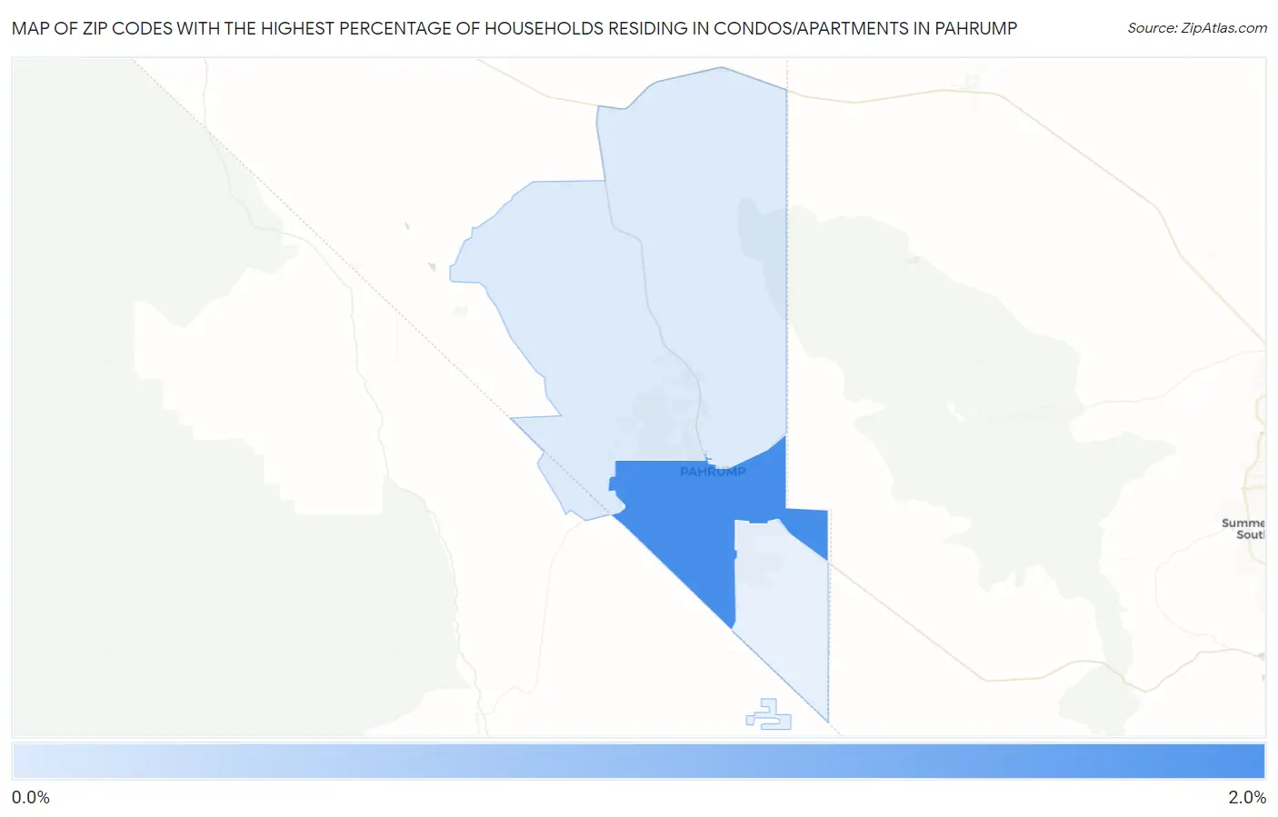 Zip Codes with the Highest Percentage of Households Residing in Condos/Apartments in Pahrump Map