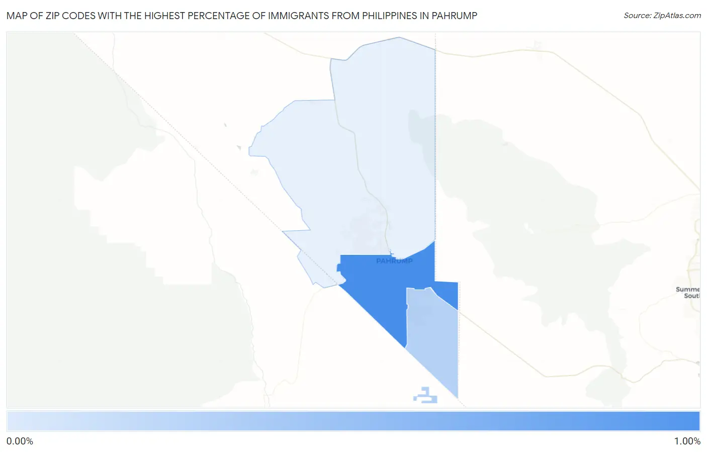 Zip Codes with the Highest Percentage of Immigrants from Philippines in Pahrump Map