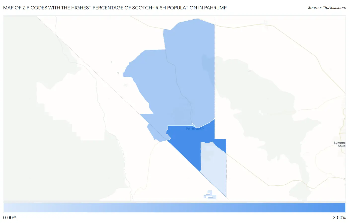 Zip Codes with the Highest Percentage of Scotch-Irish Population in Pahrump Map
