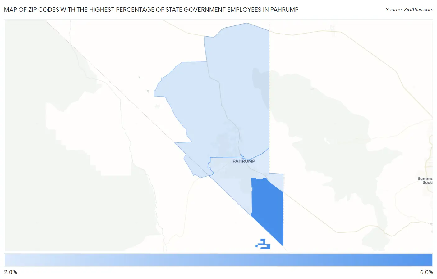 Zip Codes with the Highest Percentage of State Government Employees in Pahrump Map