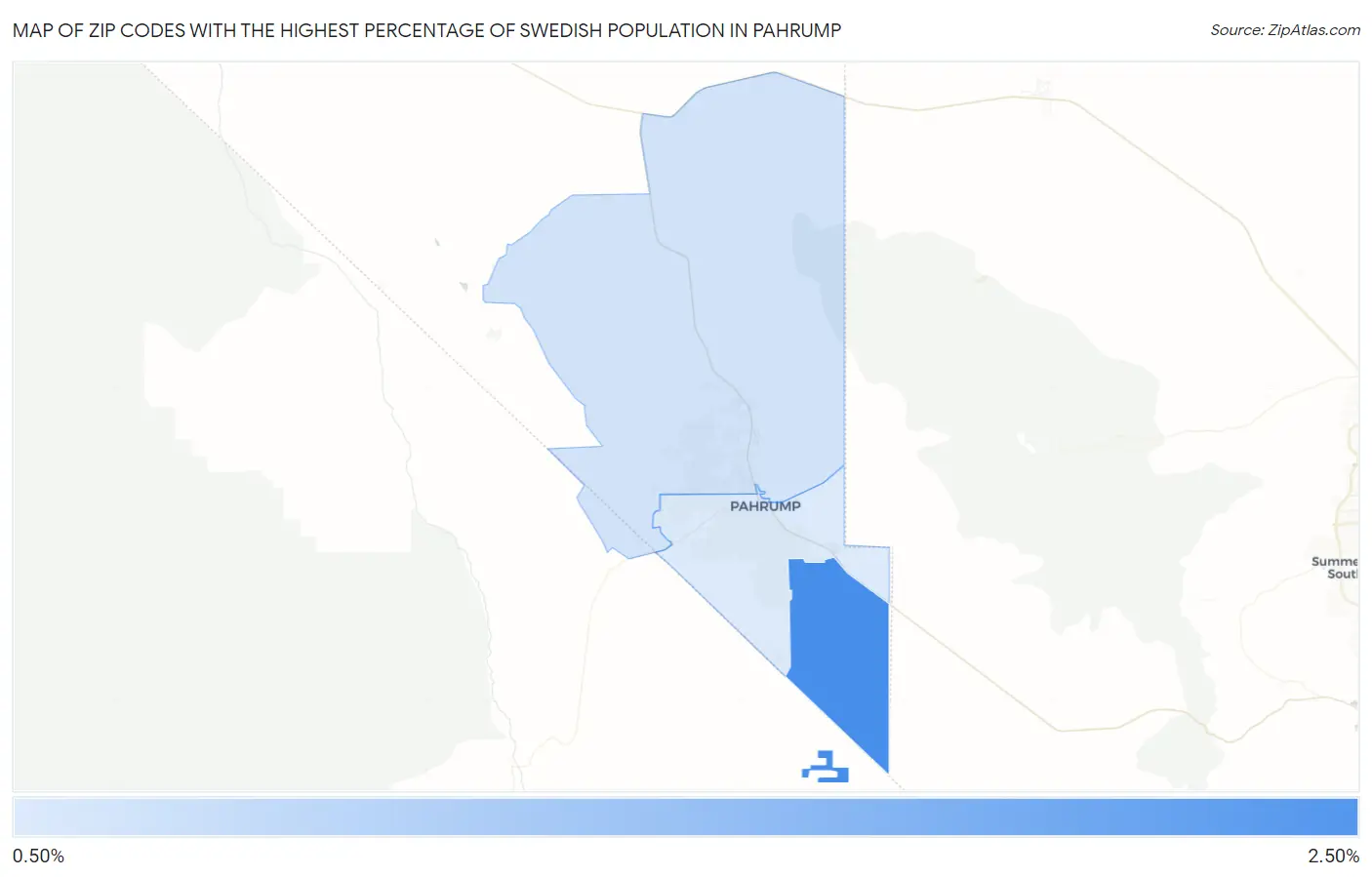 Zip Codes with the Highest Percentage of Swedish Population in Pahrump Map
