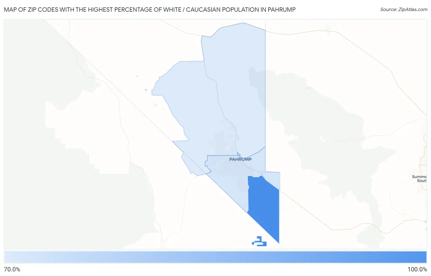 Zip Codes with the Highest Percentage of White / Caucasian Population in Pahrump Map