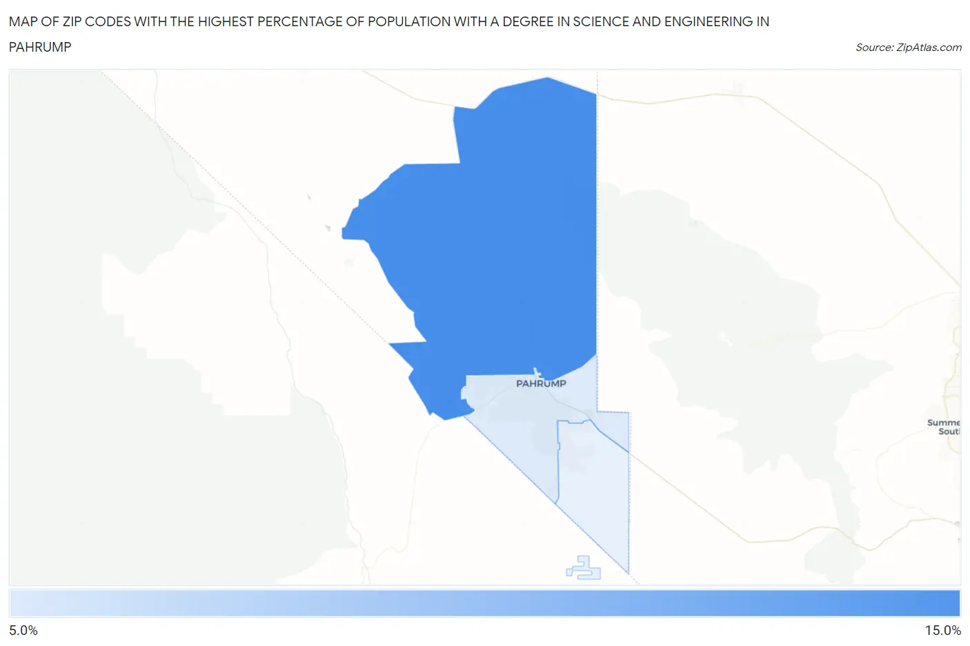 Zip Codes with the Highest Percentage of Population with a Degree in Science and Engineering in Pahrump Map