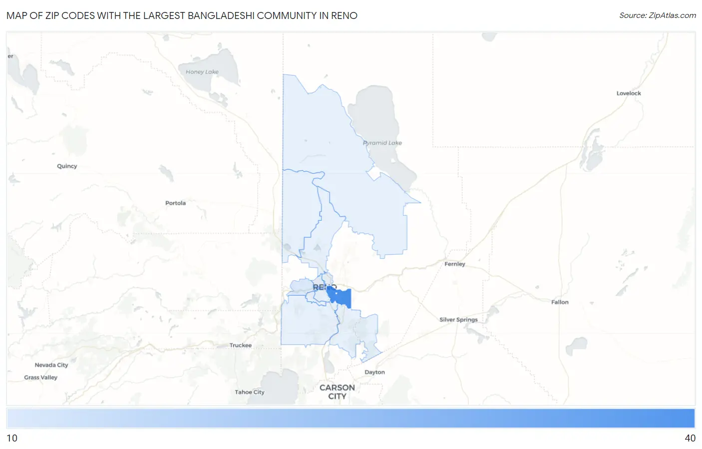 Zip Codes with the Largest Bangladeshi Community in Reno Map