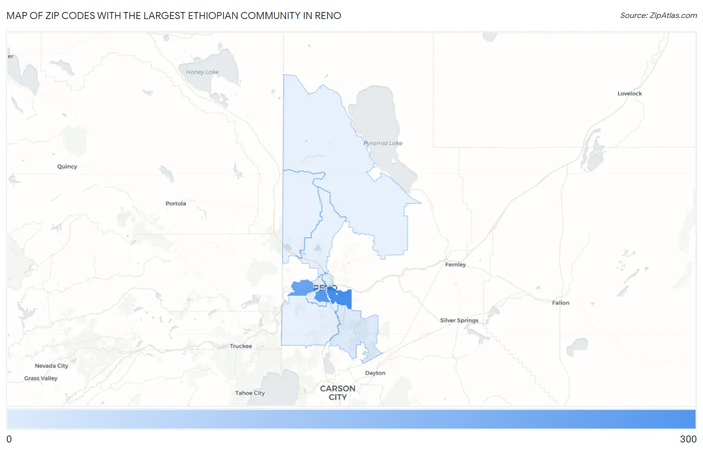 Zip Codes with the Largest Ethiopian Community in Reno Map