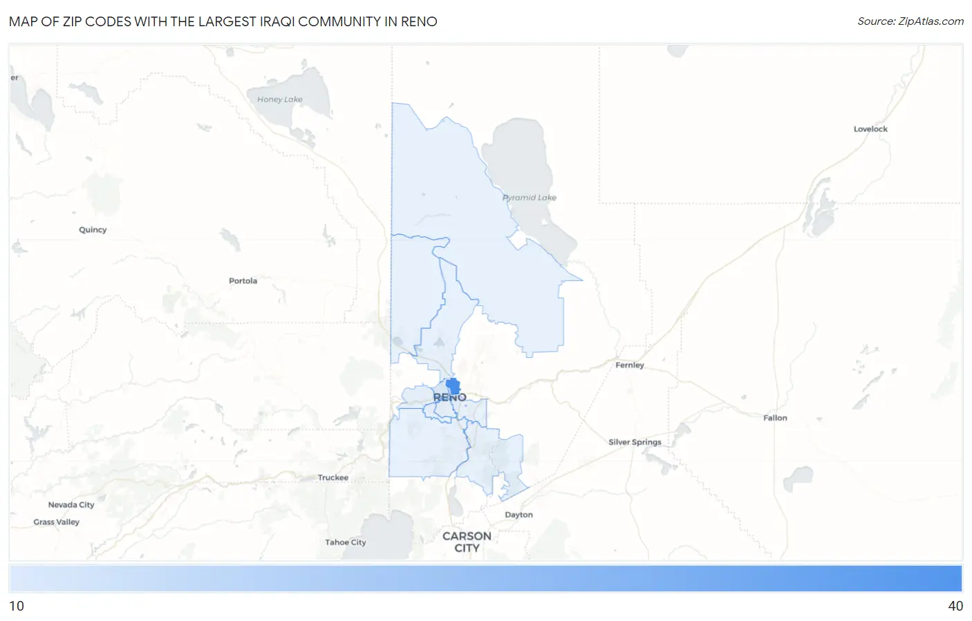 Zip Codes with the Largest Iraqi Community in Reno Map