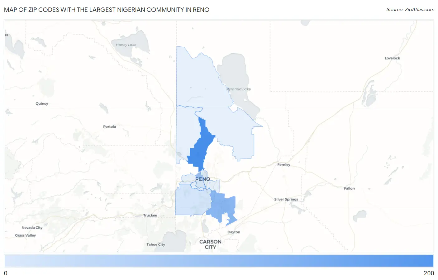 Zip Codes with the Largest Nigerian Community in Reno Map
