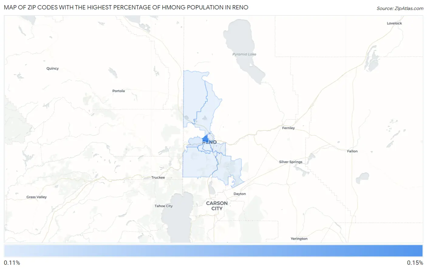 Zip Codes with the Highest Percentage of Hmong Population in Reno Map