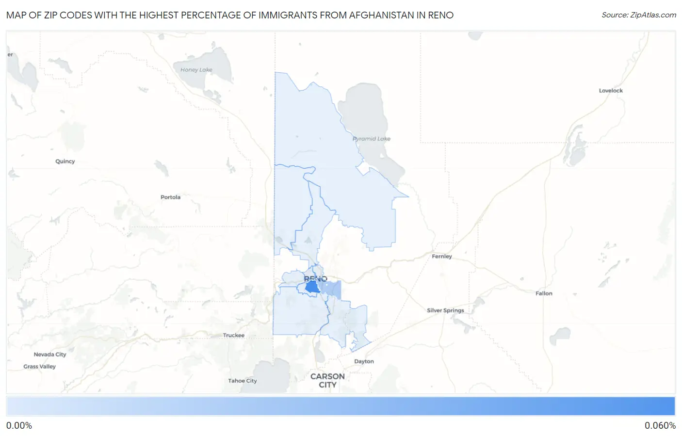 Zip Codes with the Highest Percentage of Immigrants from Afghanistan in Reno Map