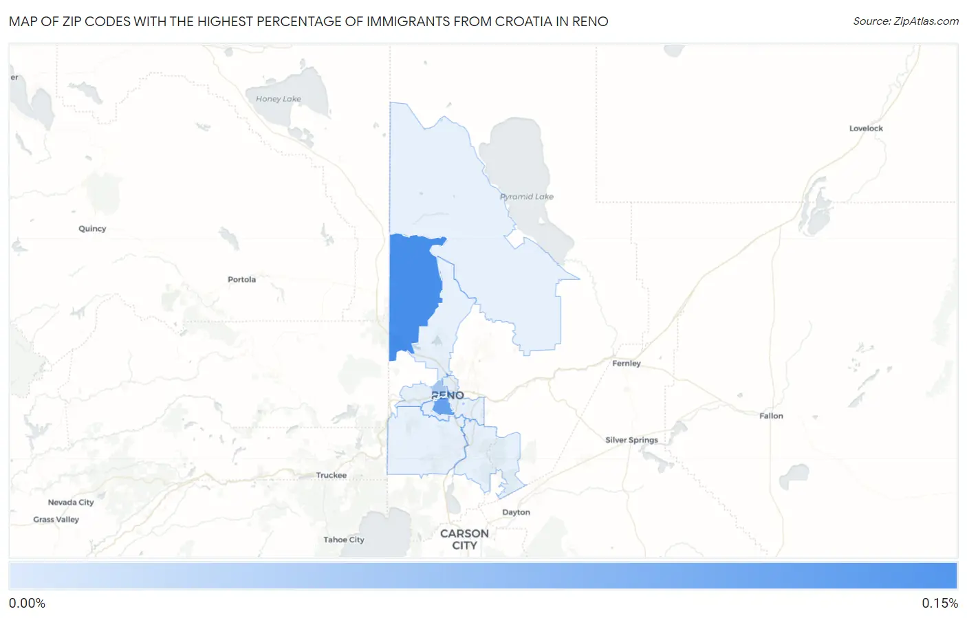 Zip Codes with the Highest Percentage of Immigrants from Croatia in Reno Map