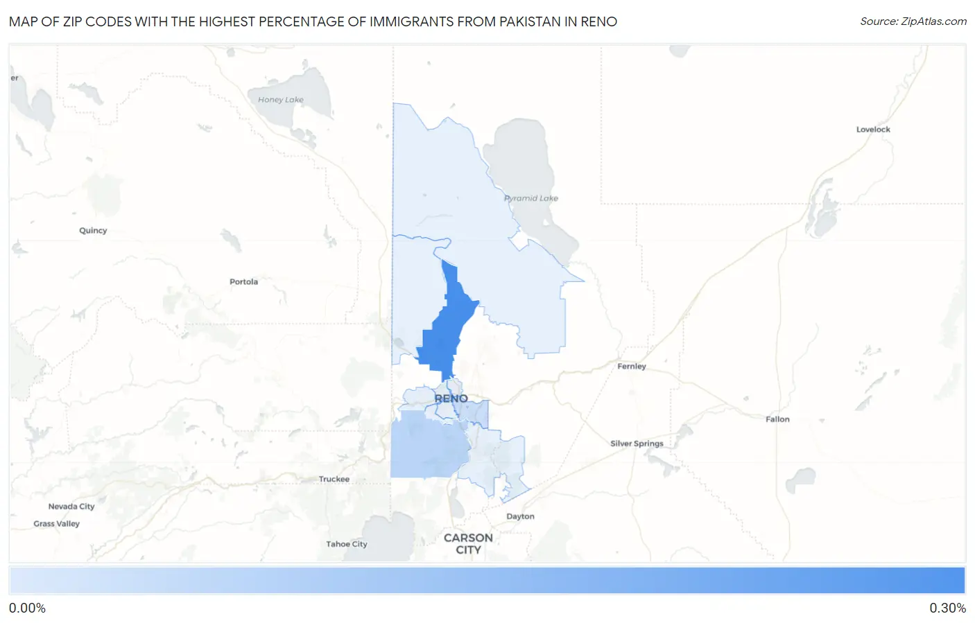 Zip Codes with the Highest Percentage of Immigrants from Pakistan in Reno Map