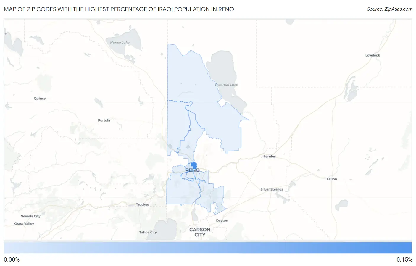 Zip Codes with the Highest Percentage of Iraqi Population in Reno Map