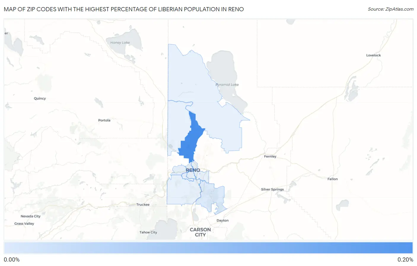 Zip Codes with the Highest Percentage of Liberian Population in Reno Map