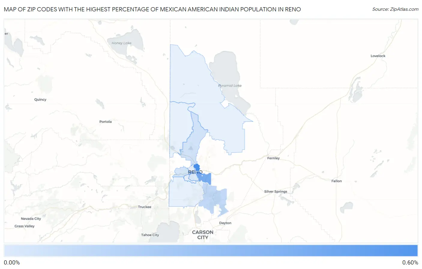 Zip Codes with the Highest Percentage of Mexican American Indian Population in Reno Map