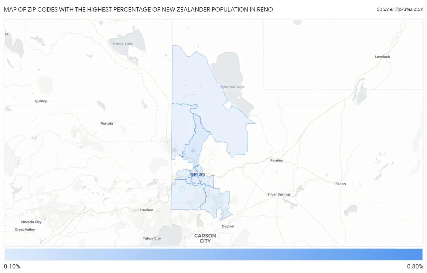Zip Codes with the Highest Percentage of New Zealander Population in Reno Map