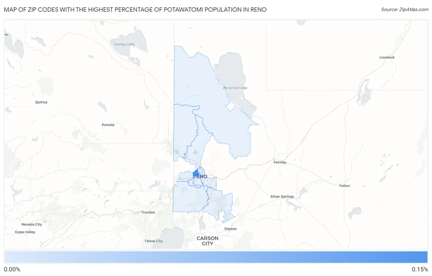 Zip Codes with the Highest Percentage of Potawatomi Population in Reno Map