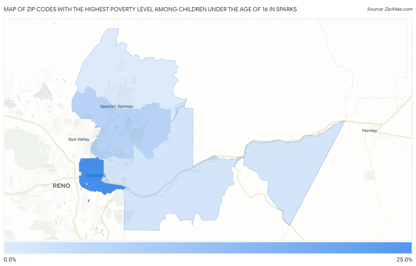 Zip Codes with the Highest Poverty Level Among Children Under the Age of 16 in Sparks Map
