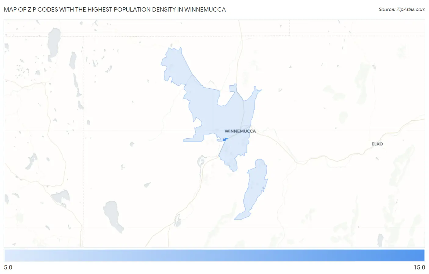 Zip Codes with the Highest Population Density in Winnemucca Map
