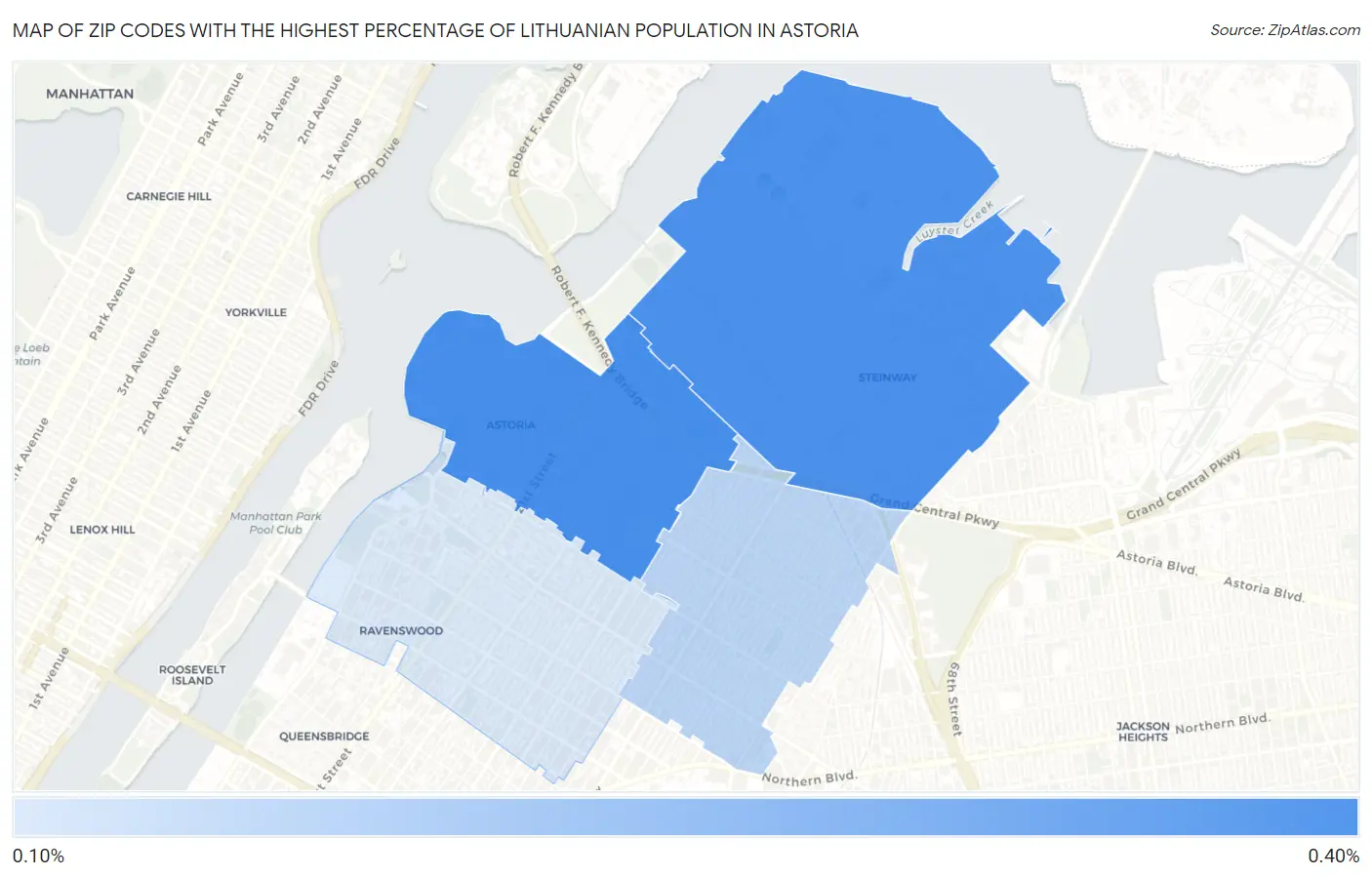 Zip Codes with the Highest Percentage of Lithuanian Population in Astoria Map