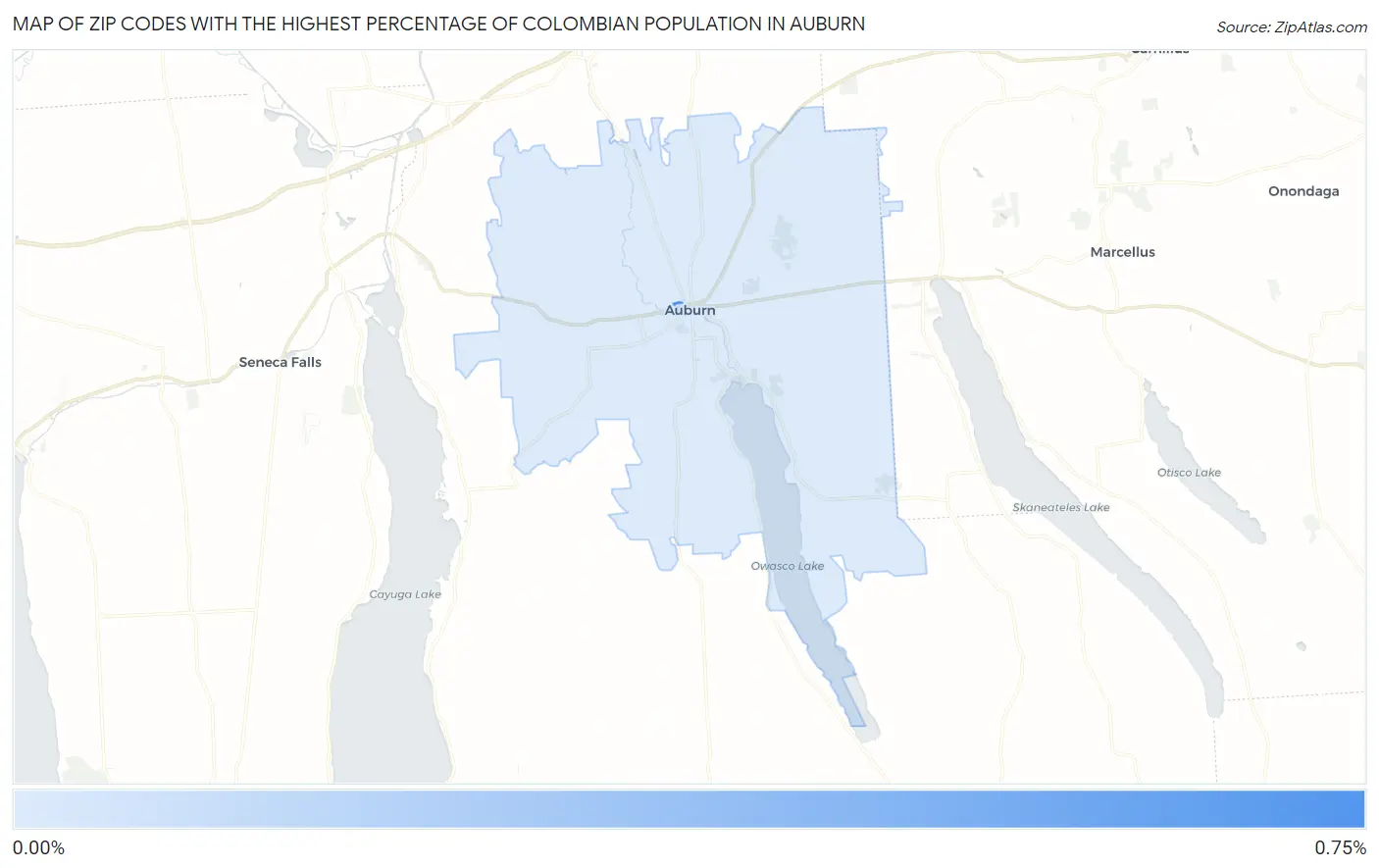 Zip Codes with the Highest Percentage of Colombian Population in Auburn Map
