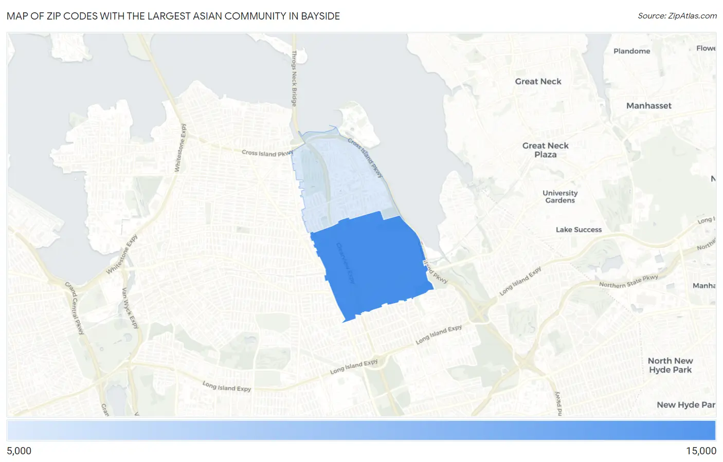 Zip Codes with the Largest Asian Community in Bayside Map
