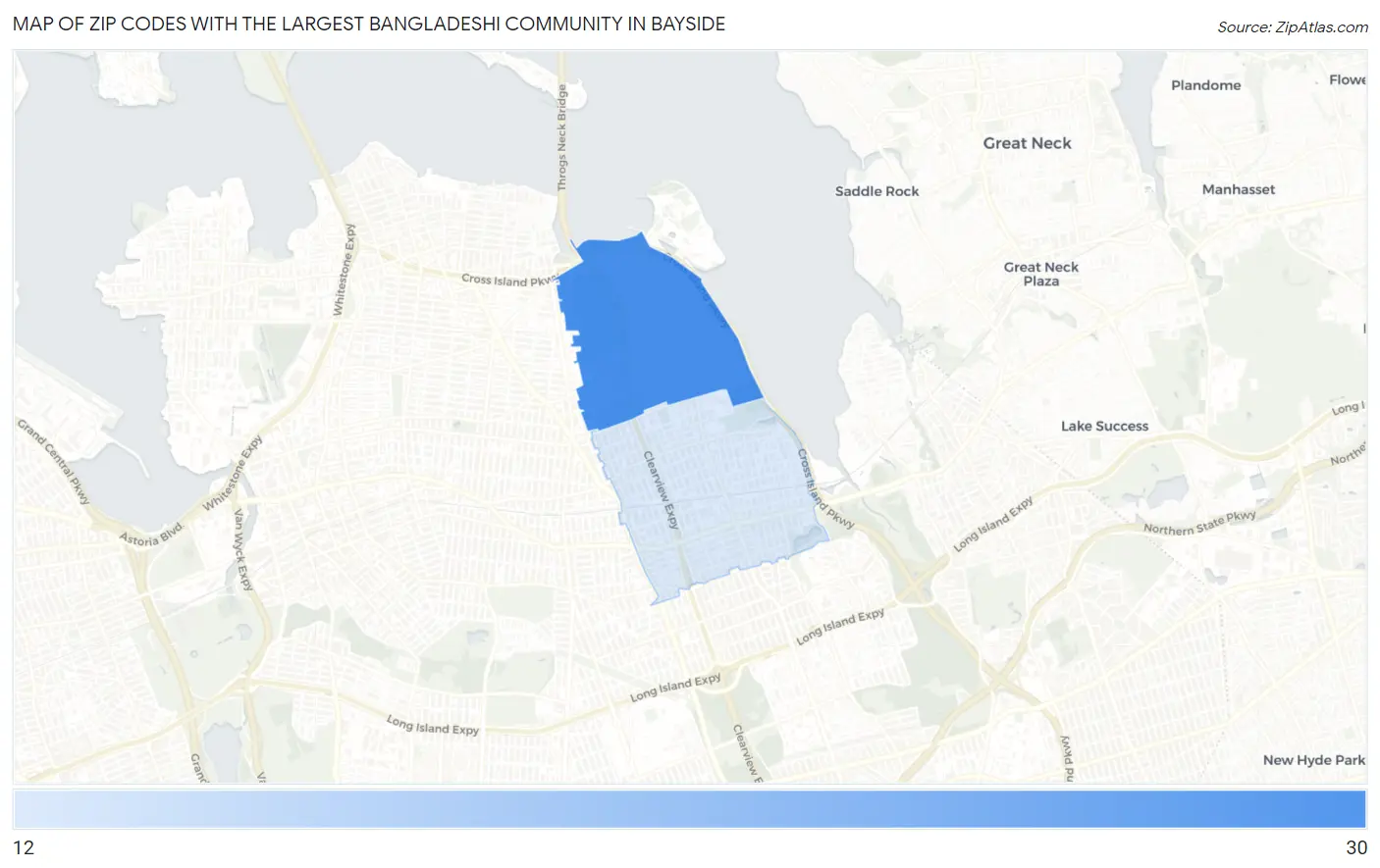 Zip Codes with the Largest Bangladeshi Community in Bayside Map