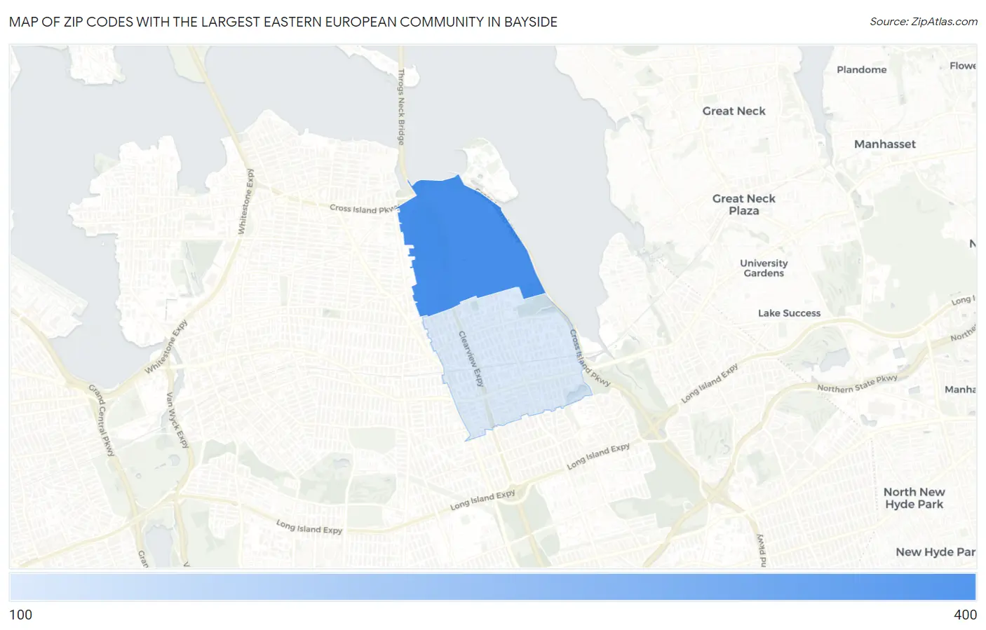 Zip Codes with the Largest Eastern European Community in Bayside Map