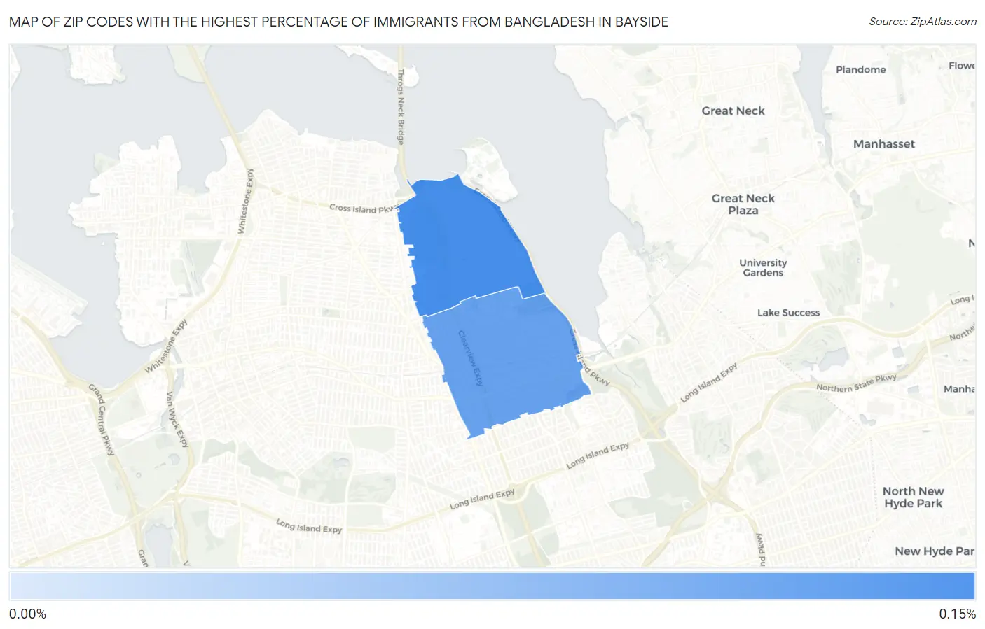 Zip Codes with the Highest Percentage of Immigrants from Bangladesh in Bayside Map