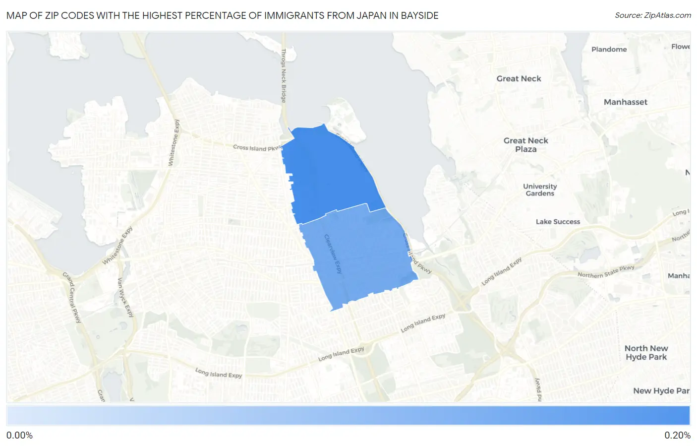 Zip Codes with the Highest Percentage of Immigrants from Japan in Bayside Map