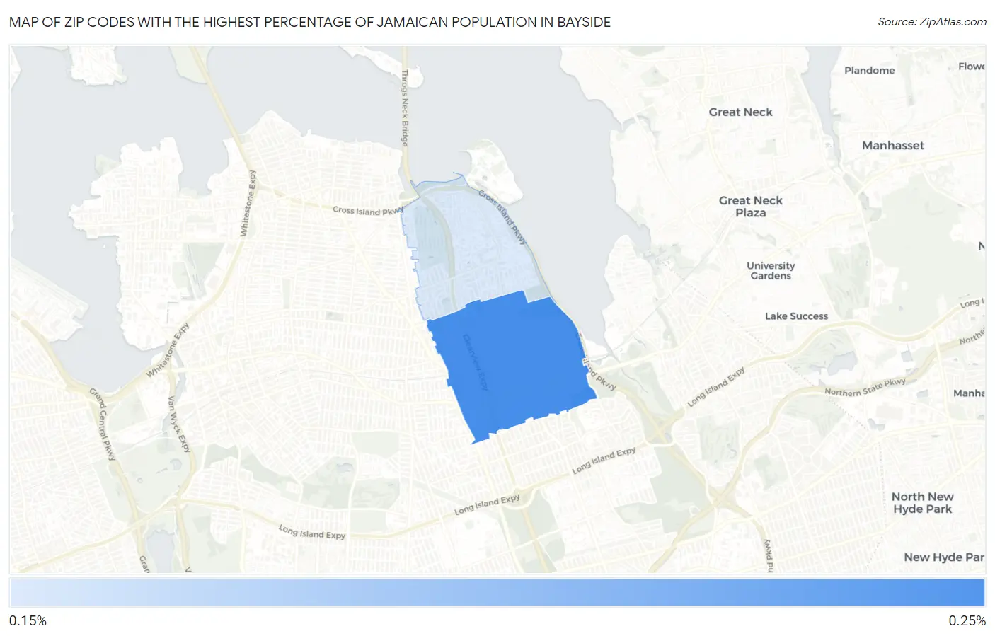 Zip Codes with the Highest Percentage of Jamaican Population in Bayside Map