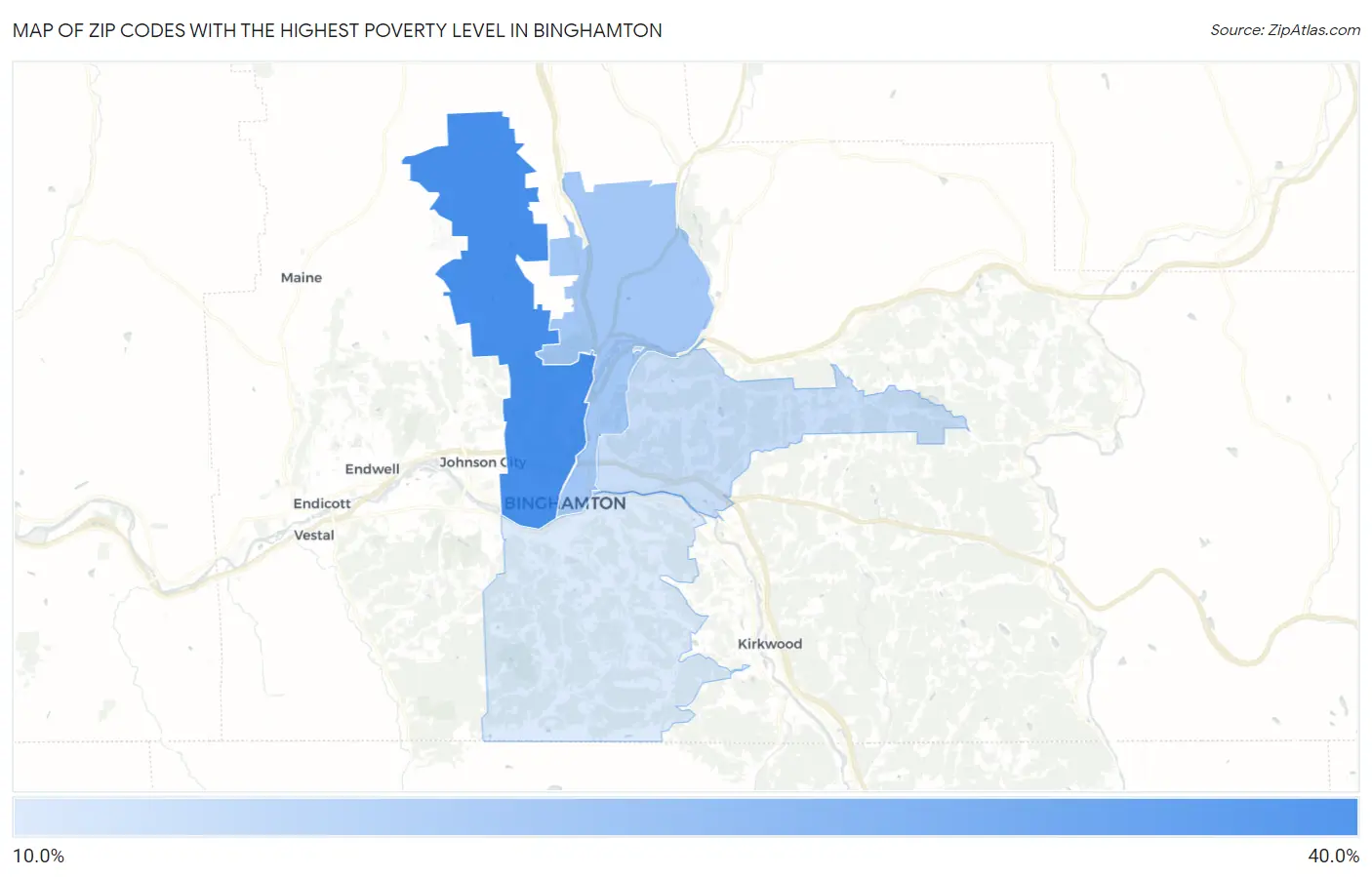 Zip Codes with the Highest Poverty Level in Binghamton Map