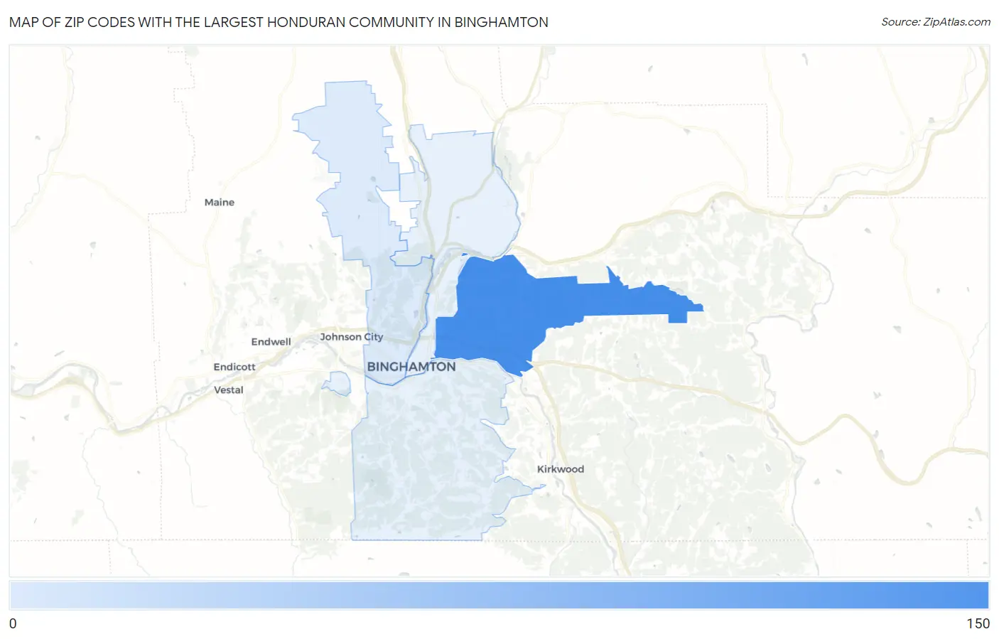 Zip Codes with the Largest Honduran Community in Binghamton Map