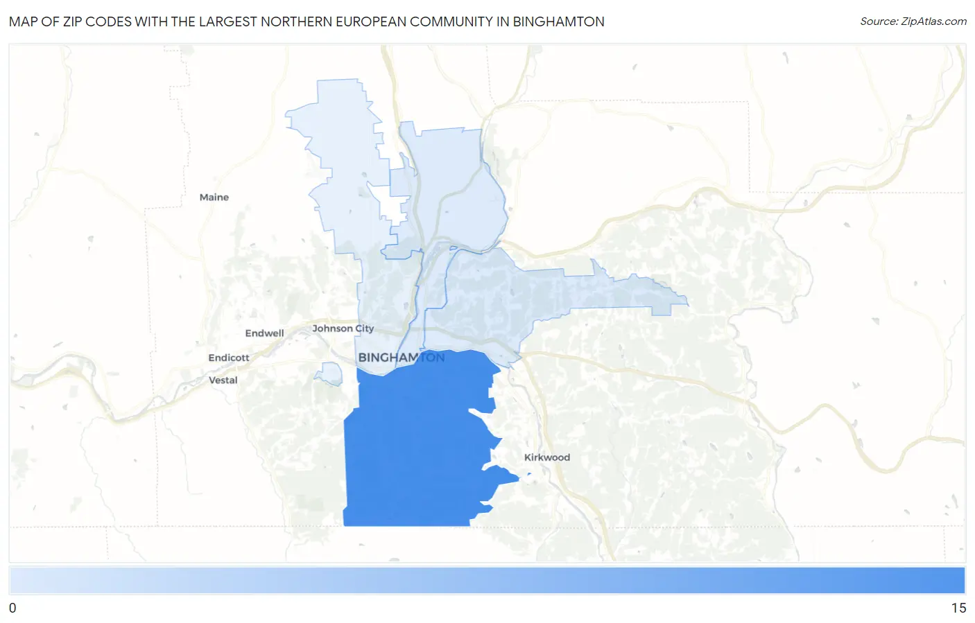 Zip Codes with the Largest Northern European Community in Binghamton Map