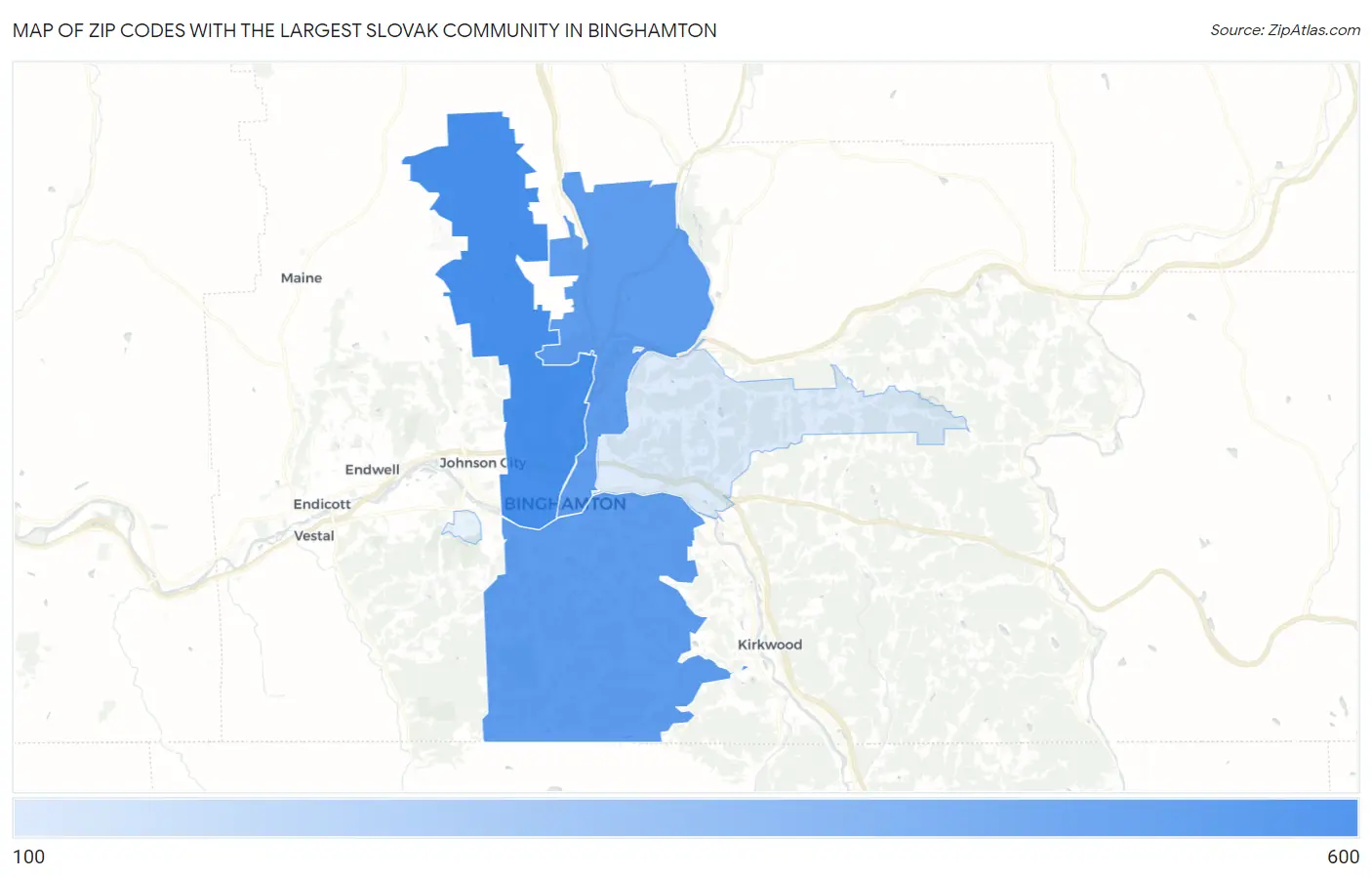 Zip Codes with the Largest Slovak Community in Binghamton Map