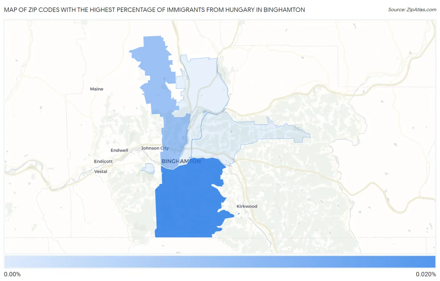 Zip Codes with the Highest Percentage of Immigrants from Hungary in Binghamton Map