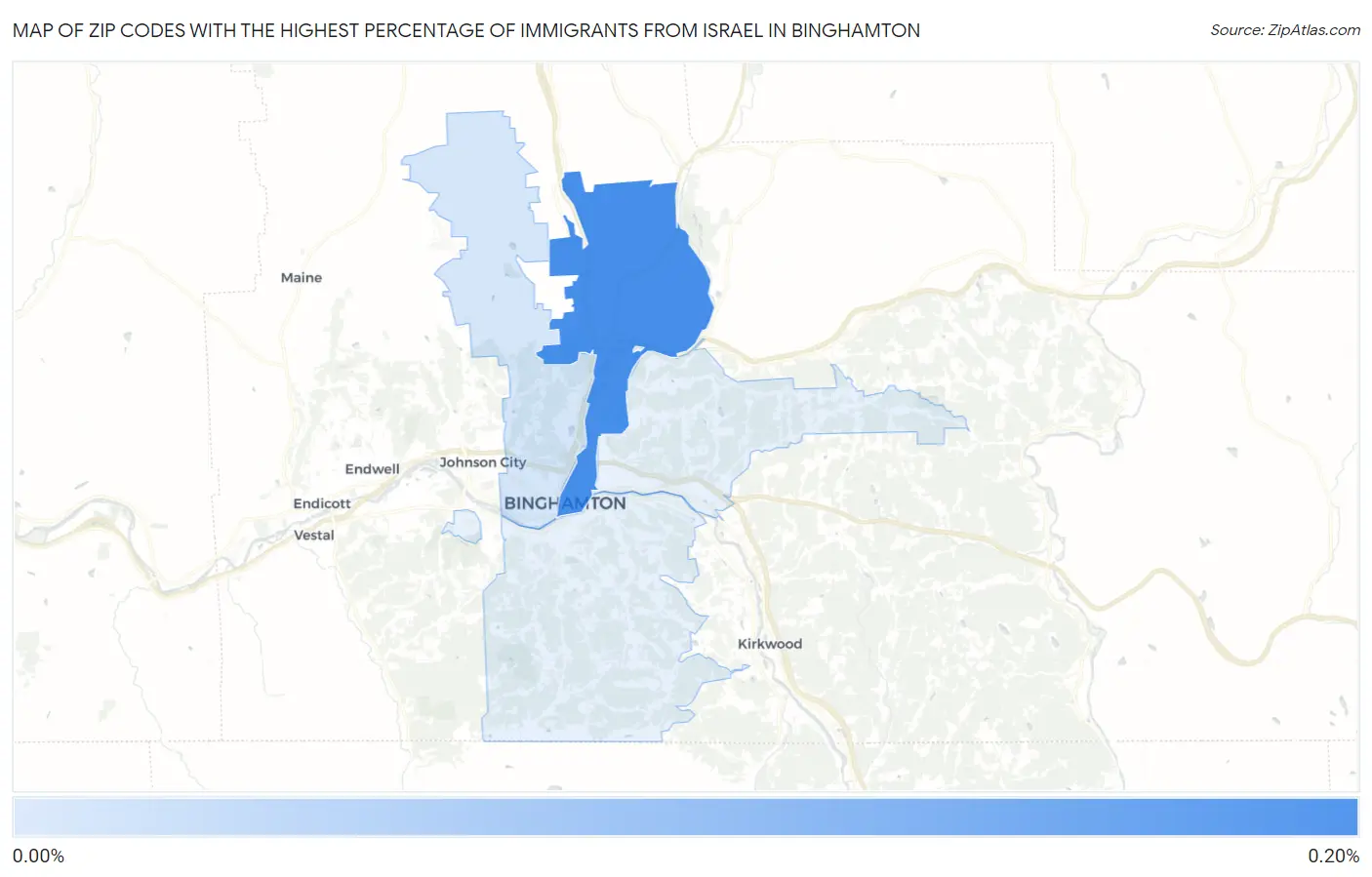Zip Codes with the Highest Percentage of Immigrants from Israel in Binghamton Map